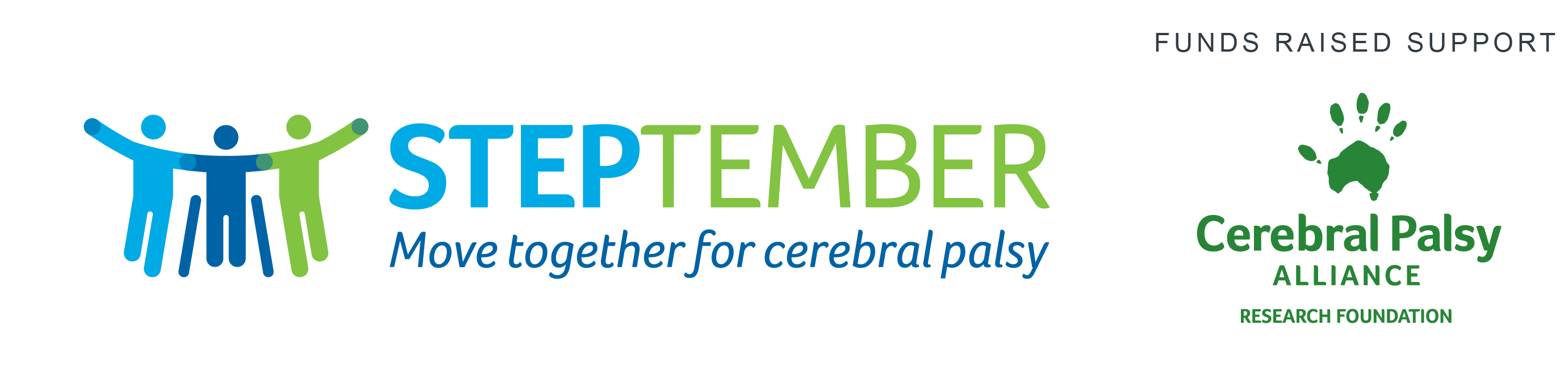 Logo with the words Steptember move together for cerebral palsy