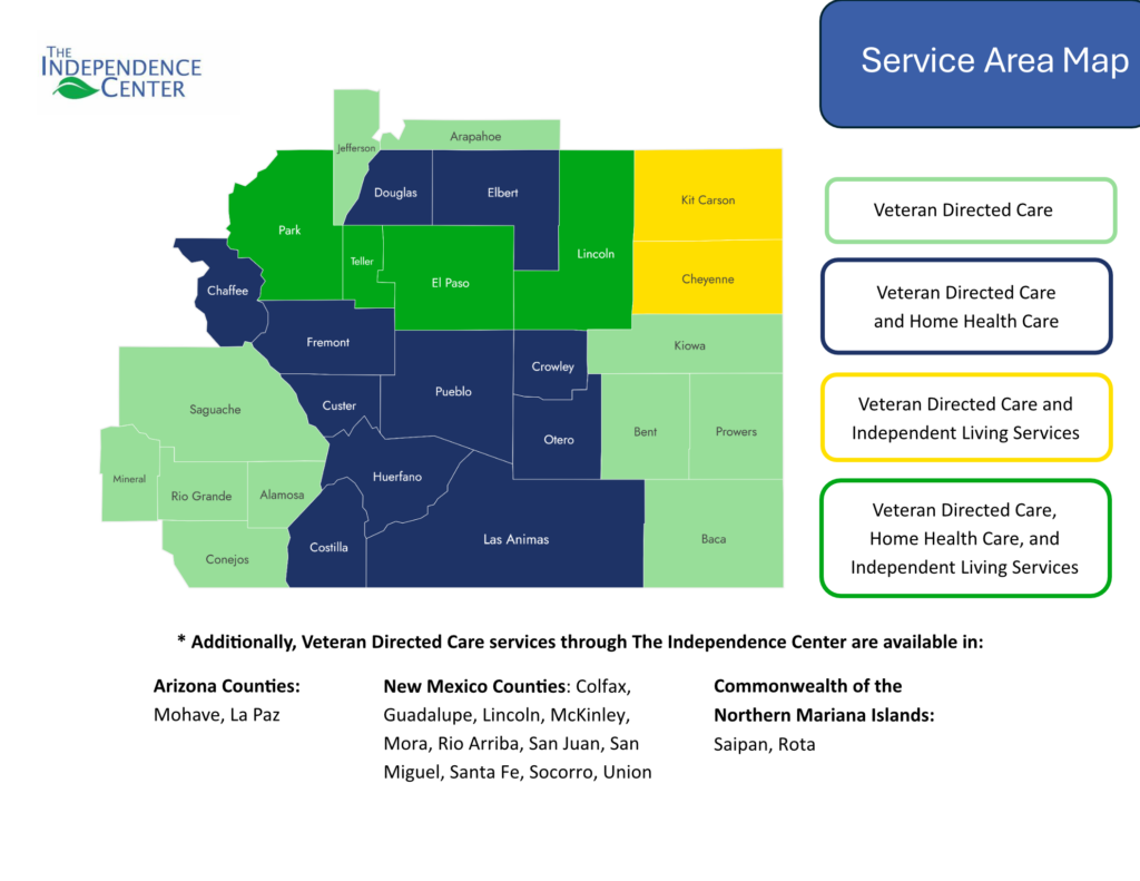 A map of the Colorado counties in which the IC provides services